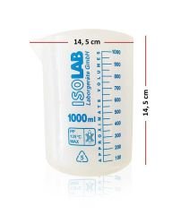 İsolab Ölçü Kabı Beher. Plastik. 1000ml. Mavi Skala