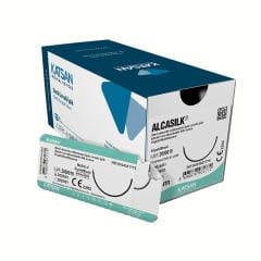 ALCASILK İpek İplik. No:3. 75 cm. 1/2 Keskin İğneli 50 mm (12 Adet)