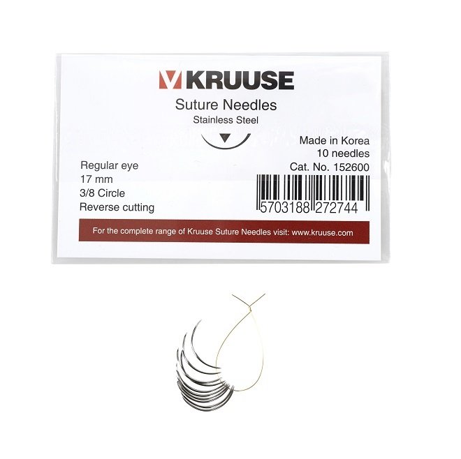 Kruuse-Vet Sütür İğnesi. Regular Eye. 3/8. Keskin. 17 mm. 10/pk
