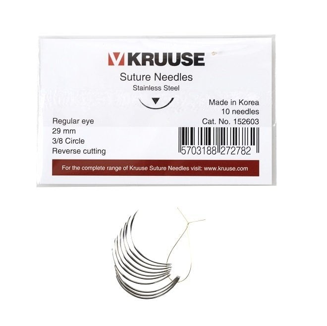 Kruuse-Vet Sütür İğnesi. Regular Eye. 3/8. Keskin. 29 mm. 10/pk