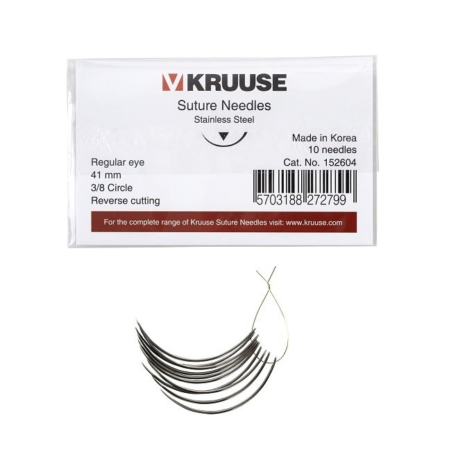 Kruuse-Vet Sütür İğnesi. Regular Eye. 3/8. Keskin. 41 mm. 10/pk