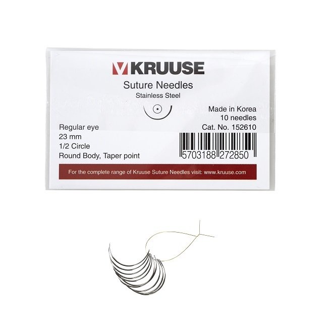 Kruuse-Vet Sütür İğnesi. Regular Eye. 1/2. Yuvarlak. 23 mm. 10/pk