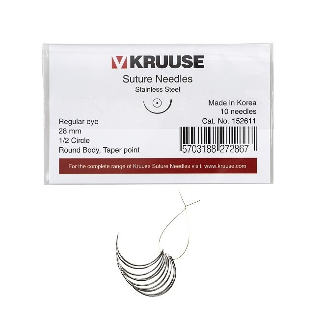 Kruuse-Vet Sütür İğnesi. Regular Eye. 1/2. Yuvarlak. 28 mm. 10/pk