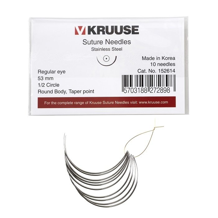 Kruuse-Vet Sütür İğnesi. Regular Eye. 1/2. Yuvarlak. 53 mm. 10/pk
