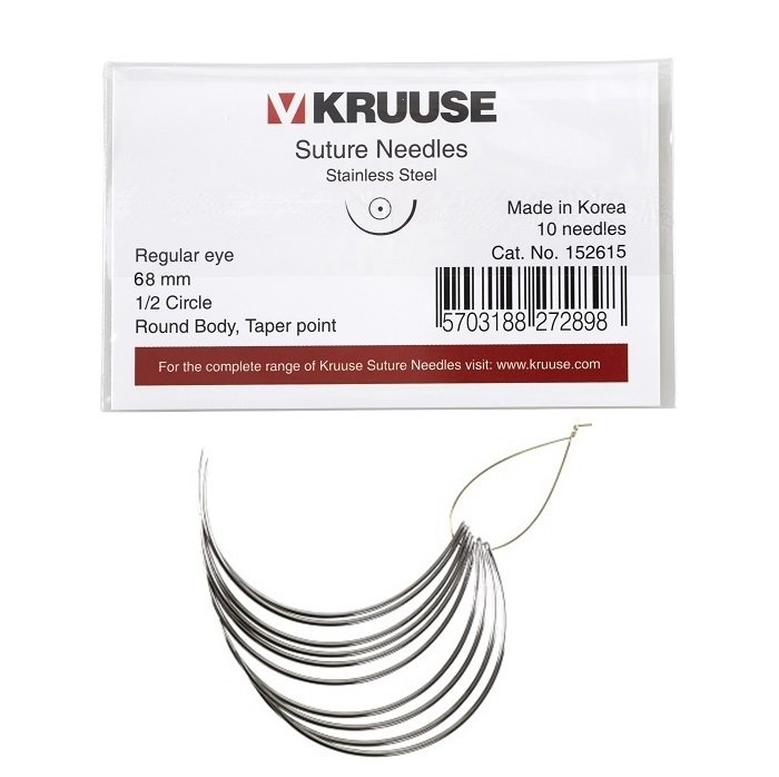 Kruuse-Vet Sütür İğnesi. Regular Eye. 1/2. Yuvarlak. 68 mm. 10/pk