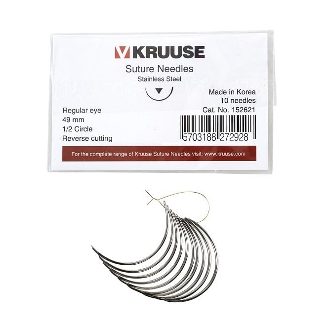 Kruuse-Vet Sütür İğnesi. Regular Eye. 1/2. Keskin. 49 mm. 10/pk