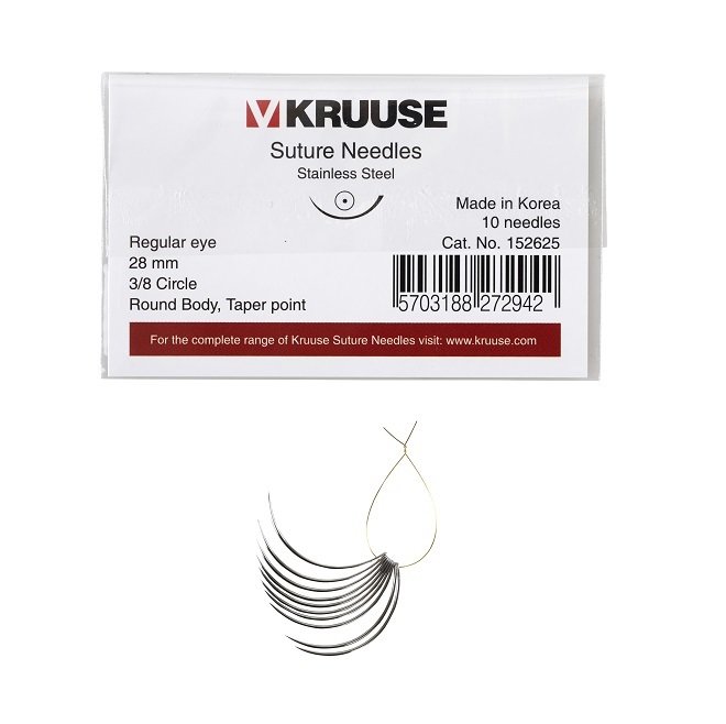 Kruuse-Vet Sütür İğnesi. Regular Eye. 3/8. Yuvarlak. 28 mm. 10/pk