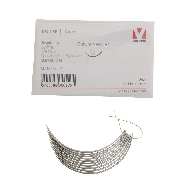 Kruuse-Vet Sütür İğnesi. Regular Eye. 3/8. Yuvarlak. 69 mm. 10/pk