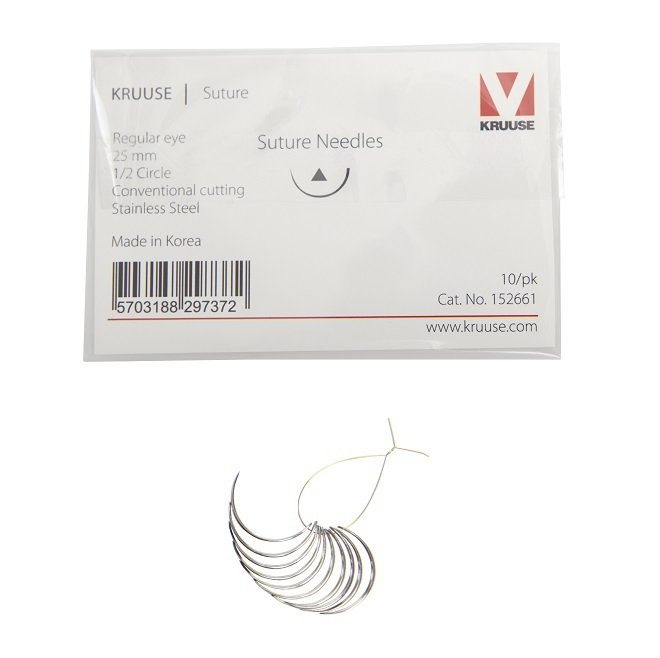 Veteriner Sütür İğnesi. Regular Eye. 1/2. Keskin. 25 mm. 10/pk