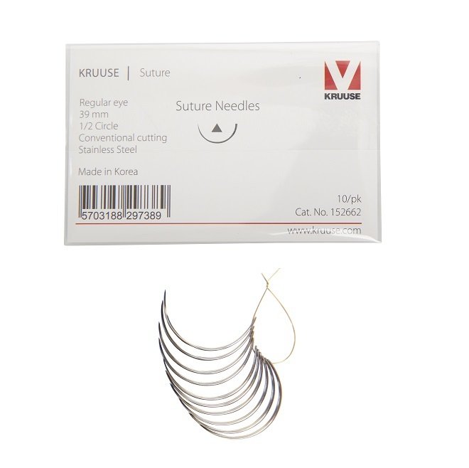 Kruuse-Vet Sütür İğnesi. Regular Eye. 1/2. Keskin. 39 mm. 10/pk