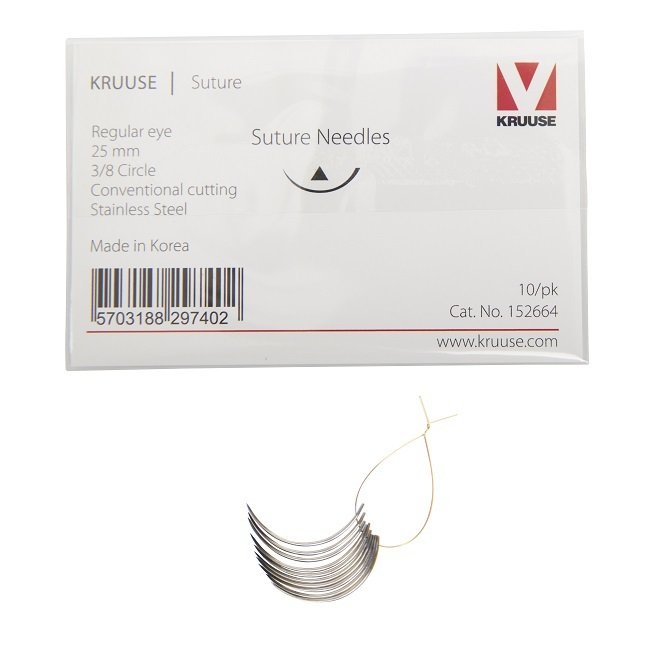 Veteriner Sütür İğnesi. Regular Eye. 3/8. Keskin. 25 mm. 10/pk