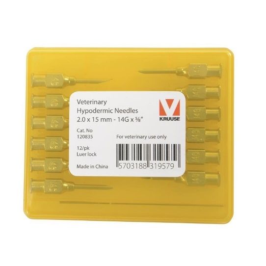 KRUUSE-VET Enjektör İğnesi (14Gx5/8) 2.0 x 15 mm (12 Adet)