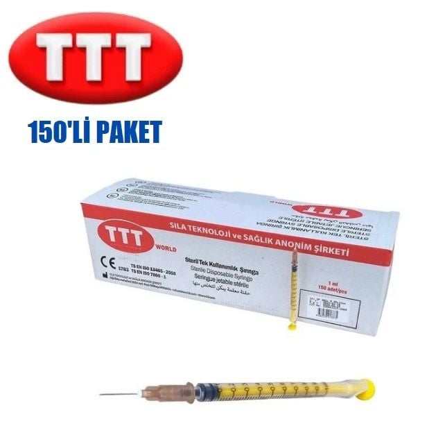 TTT Plastik İnsülin Enjektörü. 1 ml. 26G ( 150 Adet )