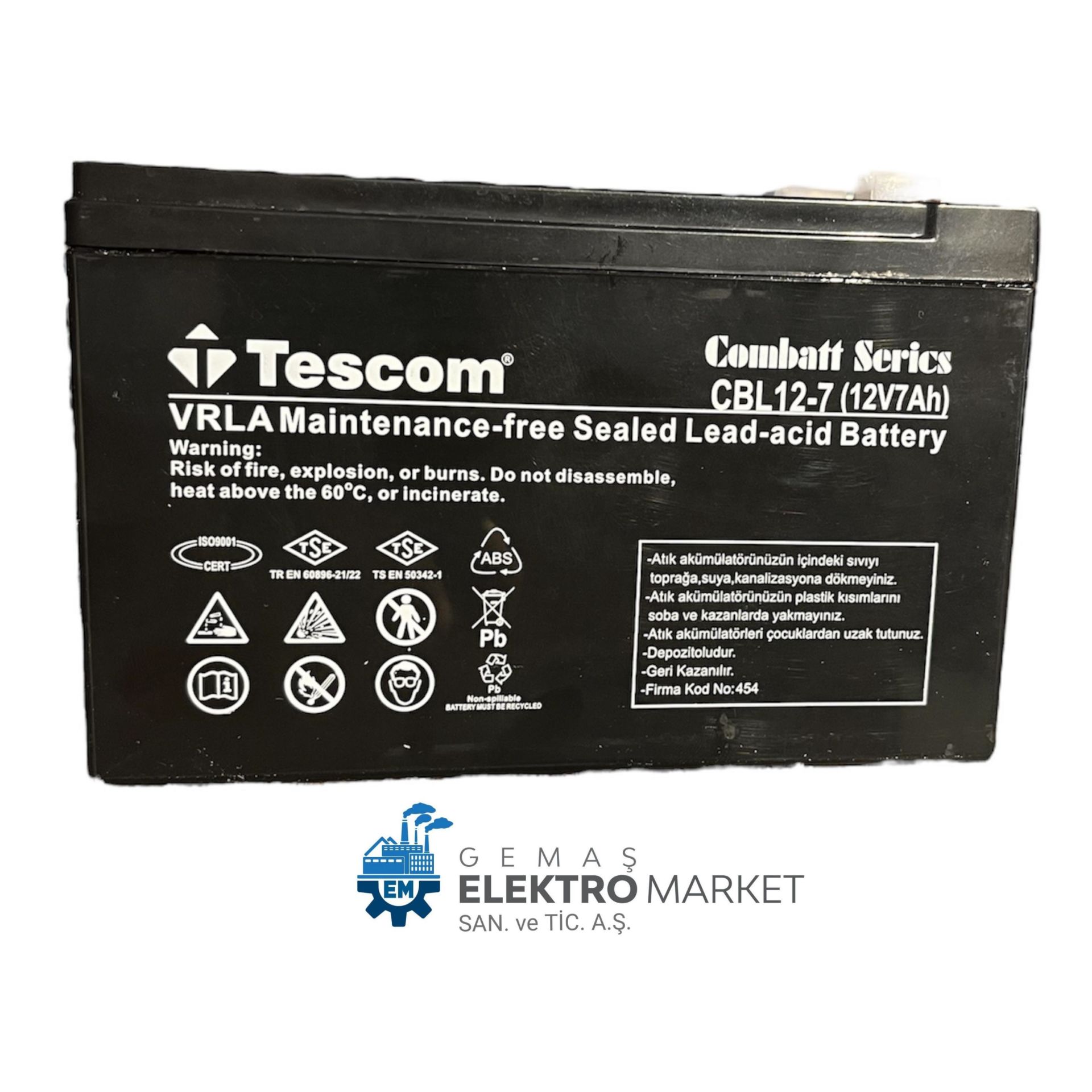 TESCOM 12V 7AH BAKIMSIZ KURU AKÜ