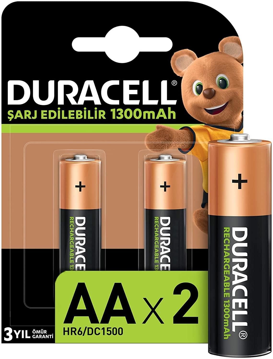 Duracell AA 1300mAh 2 Adet Şarj Edilebilir Pil