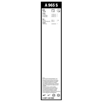 Bosch Opel Astra K Silecek Takımı Aerotwin 2016-2020 A965S (700/600mm)