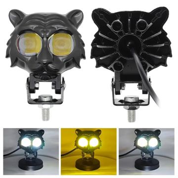 Beyaz Sarı Çakarlı Led Kedi Off Road, Motosiklet Sis Farı Çalışma Lambası 12-24V 20W