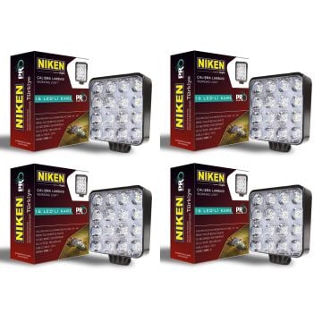 Niken Pro 16 Led Kare Off Road Sis Farı Çalışma Lambası 4 Adet 12-24V 27W