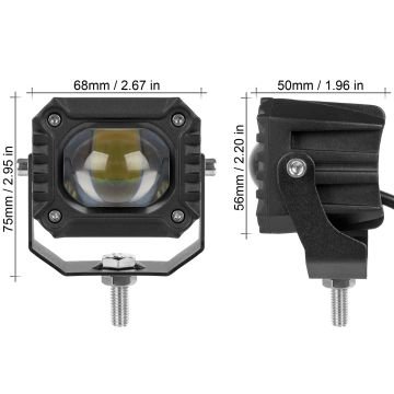 3'' Beyaz Sarı Led Spot Off Road, Motosiklet Sis Farı Çalışma Lambası 12-24V 20W