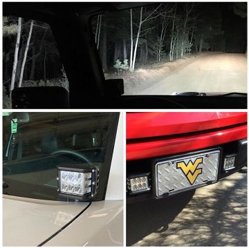 Beyaz Led Sarı Çakarlı Kare Off Road Sis Farı Çalışma Lambası 12 Led 10-30V 36W