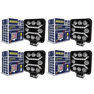 Niken Pro 8 Led Kare 3 Fonksiyonlu Off Road Sis Farı Çalışma Lambası 4 Adet 12-24V 27W