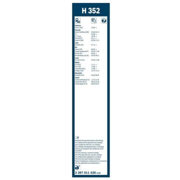 Hyundai Nexo Bosch Arka Silecek 35cm 2018-2021 Rear H352