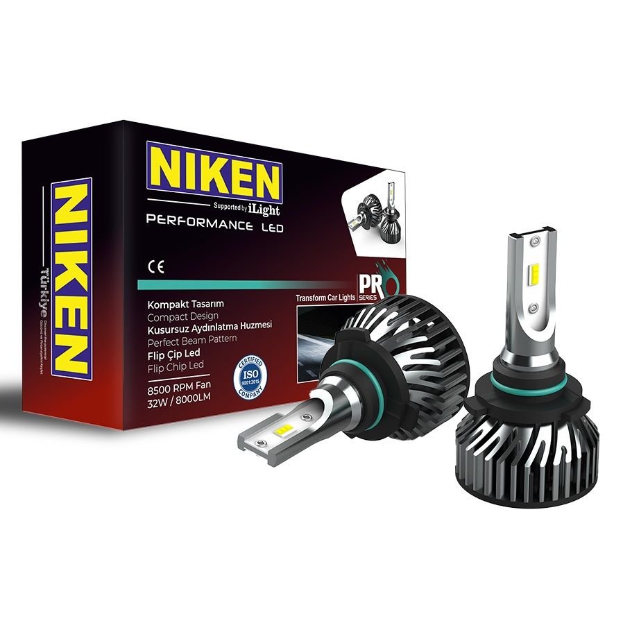 Niken Pro Seri Slim Led Xenon Far Ampulü HIR2 9012 12V 6000K 8000LM