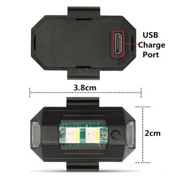 RGB Oto, Motosiklet, ATV, Bisiklet Uçak Kanadı Çakar Mini Led Lamba Şarjlı (1 Adet)