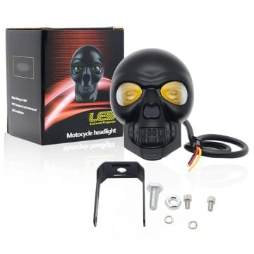 Beyaz Sarı Çakarlı Led Kurukafa Off Road, Motosiklet Sis Farı Çalışma Lambası 9-60V
