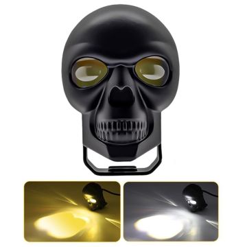 Beyaz Sarı Çakarlı Led Kurukafa Off Road, Motosiklet Sis Farı Çalışma Lambası 9-60V