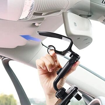 Oto, Araç Güneşlik Mandallı Telefon Tutucu 360 Derece Ayarlı Siyah