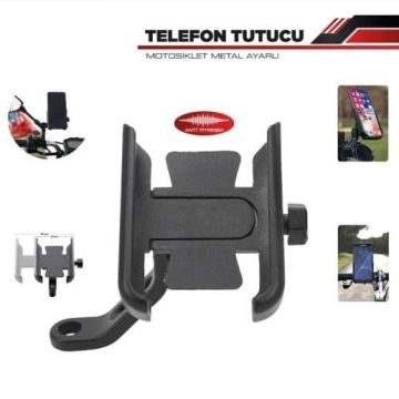 Motosiklet Telefon Tutucu Metal Ayarlı (Ayna)