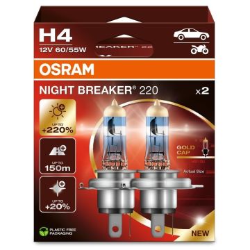 Osram H4 Night Breaker 220 +%220 12V 60/55W 2'li Ampul Set