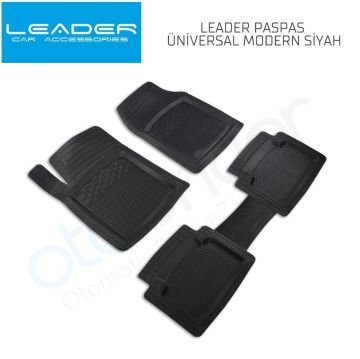 Leader Modern Üniversal 3D Havuzlu Oto Paspas Siyah 5 Parça