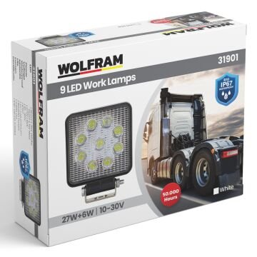 Wolfram 9 Led Kare Off Road Sis Farı Çalışma Lambası 10-30V 27W