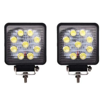 Wolfram 9 Led Kare Off Road Sis Farı Çalışma Lambası 2 Adet 10-30V 27W