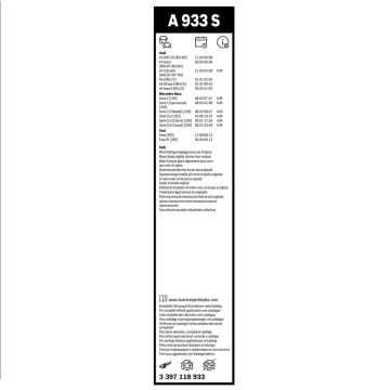 Bosch Mercedes C Serisi W203 Silecek Takımı Aerotwin 2004-2007 A933S