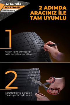Promats Maximum Üniversal 4D Havuzlu Oto Paspas Siyah 5 Parça