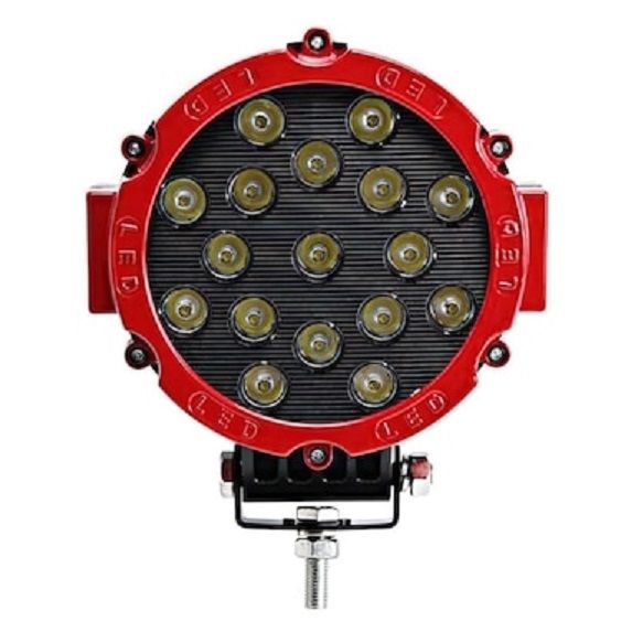 7'' Beyaz Led Kırmızı Yuvarlak Off Road Sis Farı Çalışma Lambası 17 Led 10-30V 51W