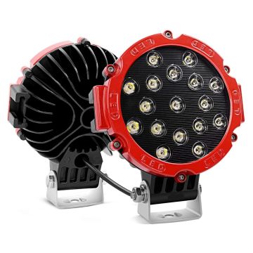 7'' Beyaz Led Kırmızı Yuvarlak Off Road Sis Farı Çalışma Lambası 17 Led 10-30V 51W
