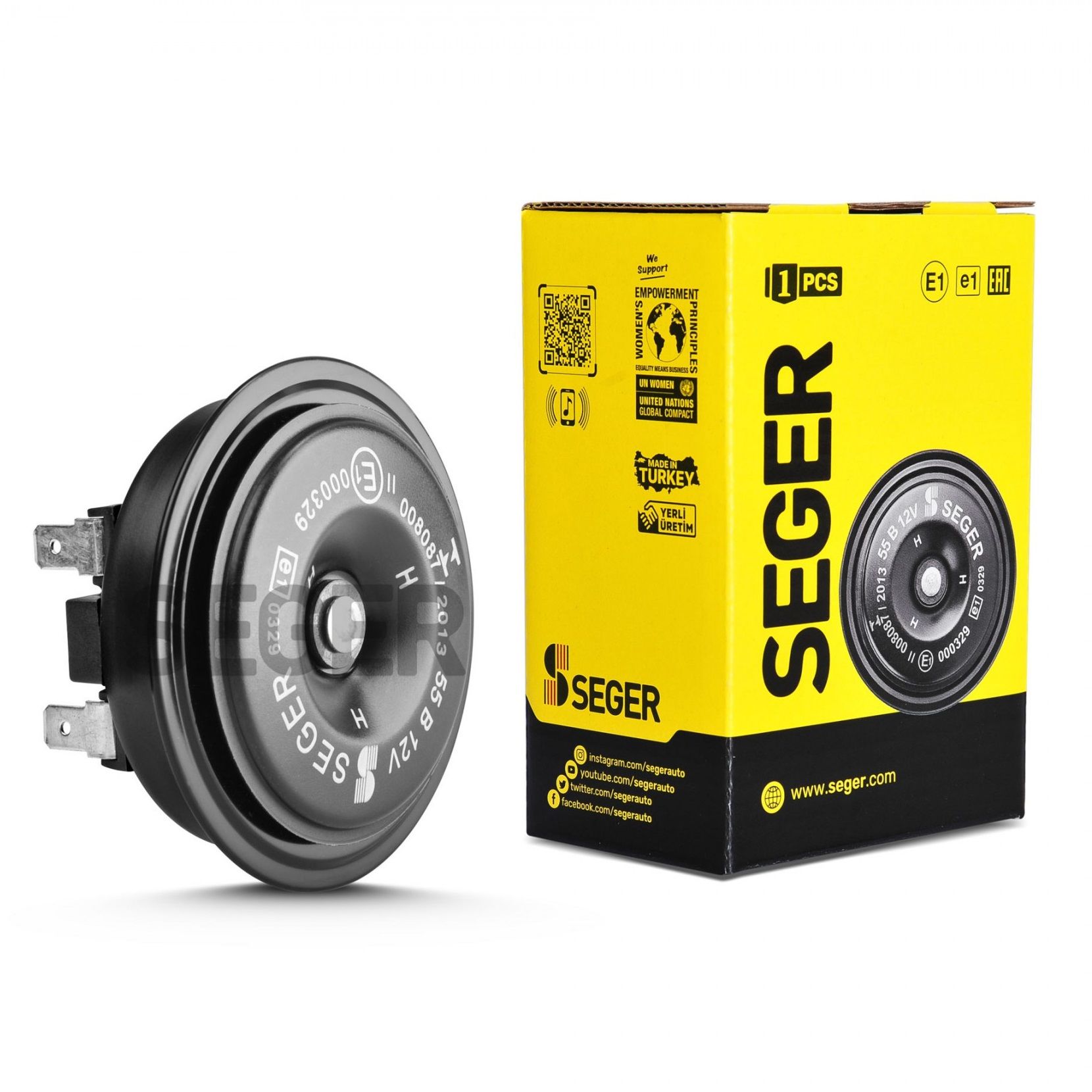 Seger Motosiklet Kornası Mega Kalın Ses Tekli Çift Fişli 12V 350Hz 105-118dB