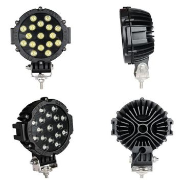 7'' Beyaz Led Siyah Yuvarlak Off Road Sis Farı Çalışma Lambası 17 Led 10-30V 51W