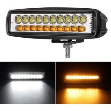 Beyaz Sarı Led Çakarlı Off Road Sis Panjur Farı Çalışma Lambası 18 Led 10-30V 27W