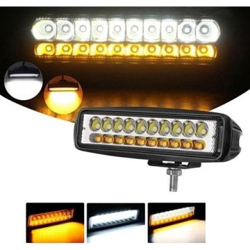 Beyaz Sarı Led Çakarlı Off Road Sis Panjur Farı Çalışma Lambası 18 Led 10-30V 27W