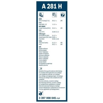 Volvo V40 Bosch Arka Silecek 28cm 2013-2017 Rear A281H