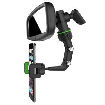Oto, Araç Dikiz Aynası Telefon Tutucu 360 Derece Ayarlı Yeşil-Siyah