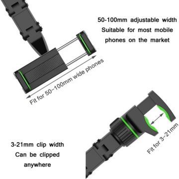 Oto, Araç Dikiz Aynası Telefon Tutucu 360 Derece Ayarlı Yeşil-Siyah