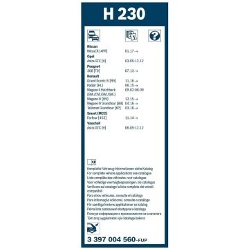 Renault Kadjar Bosch Arka Silecek 23cm 2015-2020 Rear H230
