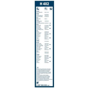 Dacia Sandero Bosch Arka Silecek 40cm 2008-2015 Rear H402