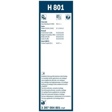 Chevrolet Aveo Bosch Arka Silecek 26cm 2011-2013 Rear H801